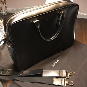 Paul Smith Unisex Black + Gold Slim Briefcase
